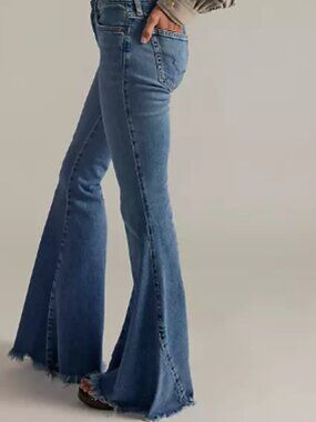 We The Free Deep Blue Low-Rise Flare Jeans